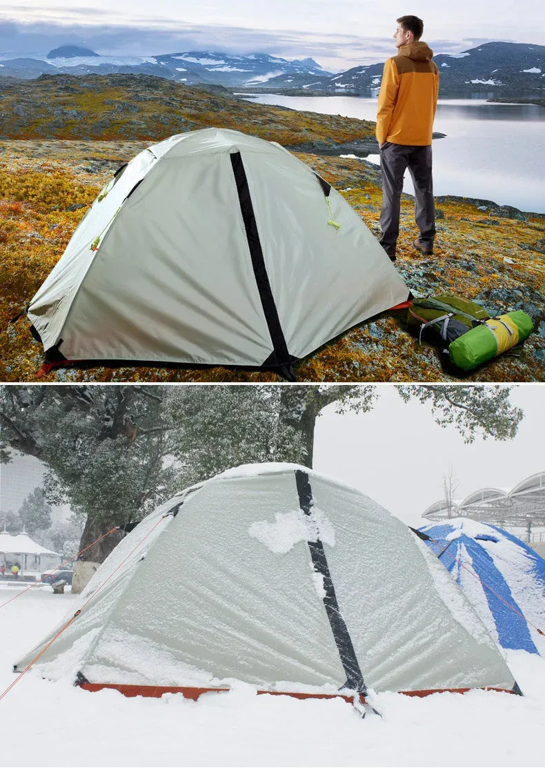 Hewolf Super Strong Double Layer Aluminum Pole 2 Person Waterproof Ultralight Tent With Snow Skirt/4Season Better Use In Winter