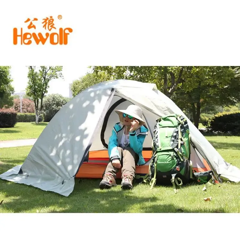 Hewolf Super Strong Double Layer Aluminum Pole 2 Person Waterproof Ultralight Tent With Snow Skirt/4Season Better Use In Winter