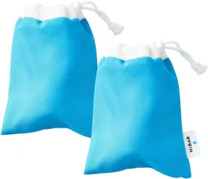 HIBAR Travel Pouch 2 Pack, Shampoo and Conditioner Bar Travel Bag, Portable Terry Cloth Drawstring Bag, Lightweight Sustainable On-The-Go Holder Case, Quick Dry, Fits 1 Bar