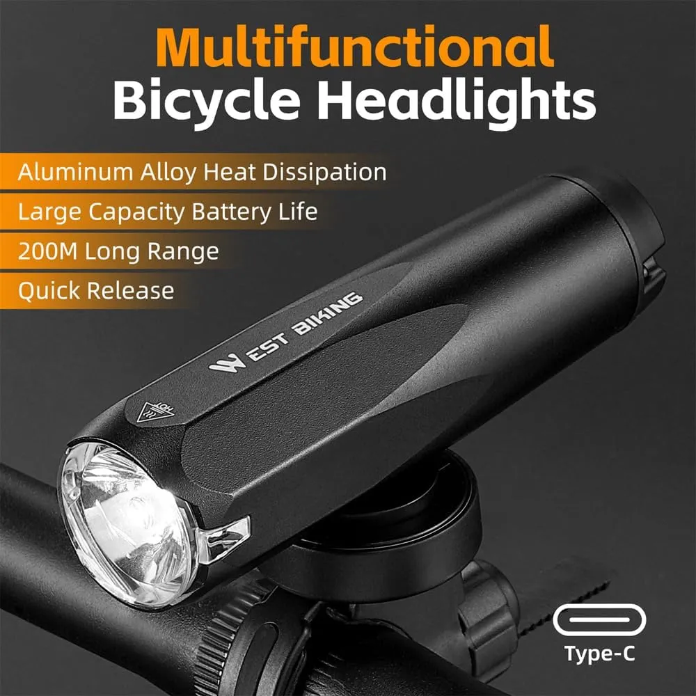 High Brightness Aluminum Alloy Light High Lumen USB able Bike Light Light Sensing Road Bike Light Multi-Modes Cycle ty Lamp