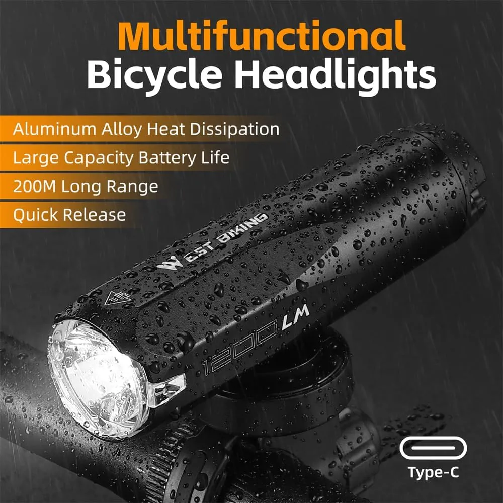 High Brightness Aluminum Alloy Light High Lumen USB able Bike Light Light Sensing Road Bike Light Multi-Modes Cycle ty Lamp