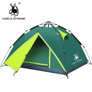 High GAZELLE hiking Layer Mountain Double Instant help tent Outdoor family camping person large Waterproof Hydraulic Dependable tents 3-4 Tent