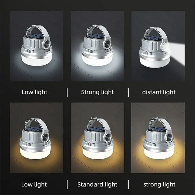 High Power Solar LED Camping Light USB Rechargeable Bulb For Outdoor Tent Lamp with Hook Portable Lantern Emergency Lights