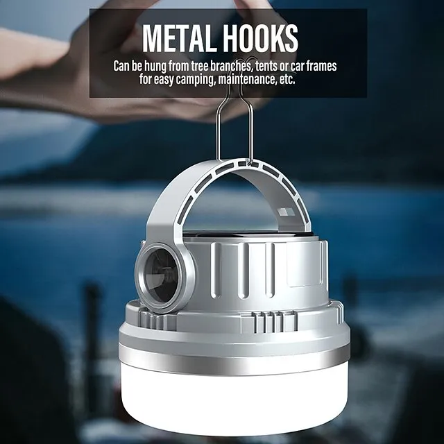 High Power Solar LED Camping Light USB Rechargeable Bulb For Outdoor Tent Lamp with Hook Portable Lantern Emergency Lights