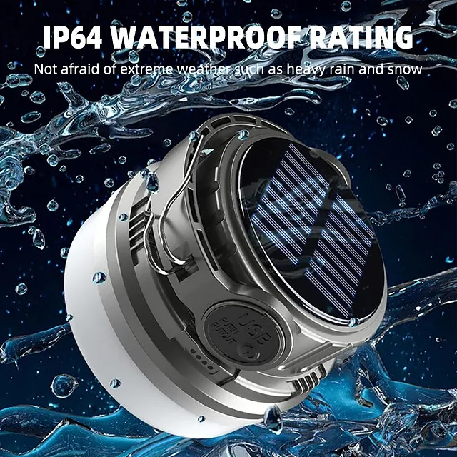 High Power Solar LED Camping Light USB Rechargeable Bulb For Outdoor Tent Lamp with Hook Portable Lantern Emergency Lights