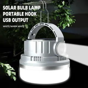 High Power Solar LED Camping Light USB Rechargeable Bulb For Outdoor Tent Lamp with Hook Portable Lantern Emergency Lights