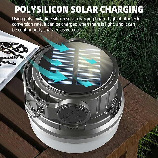 High Power Solar LED Camping Light USB Rechargeable Bulb For Outdoor Tent Lamp with Hook Portable Lantern Emergency Lights