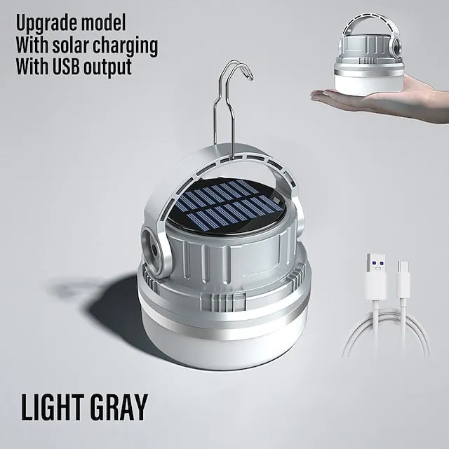 High Power Solar LED Camping Light USB Rechargeable Bulb For Outdoor Tent Lamp with Hook Portable Lantern Emergency Lights
