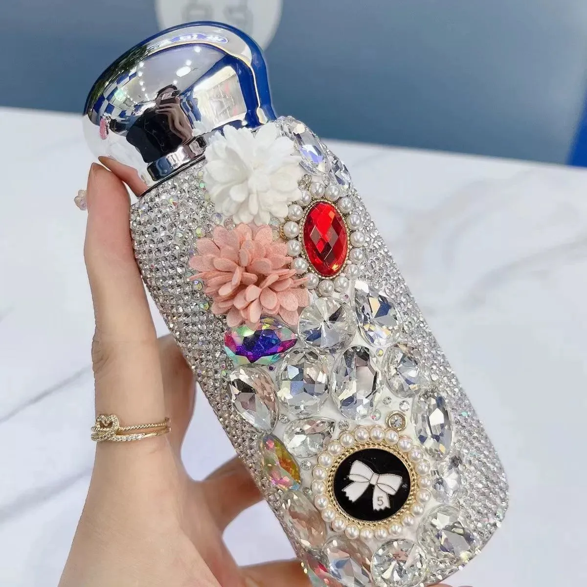 High-quality stainless steel diamond-set thermal portable water bottle
