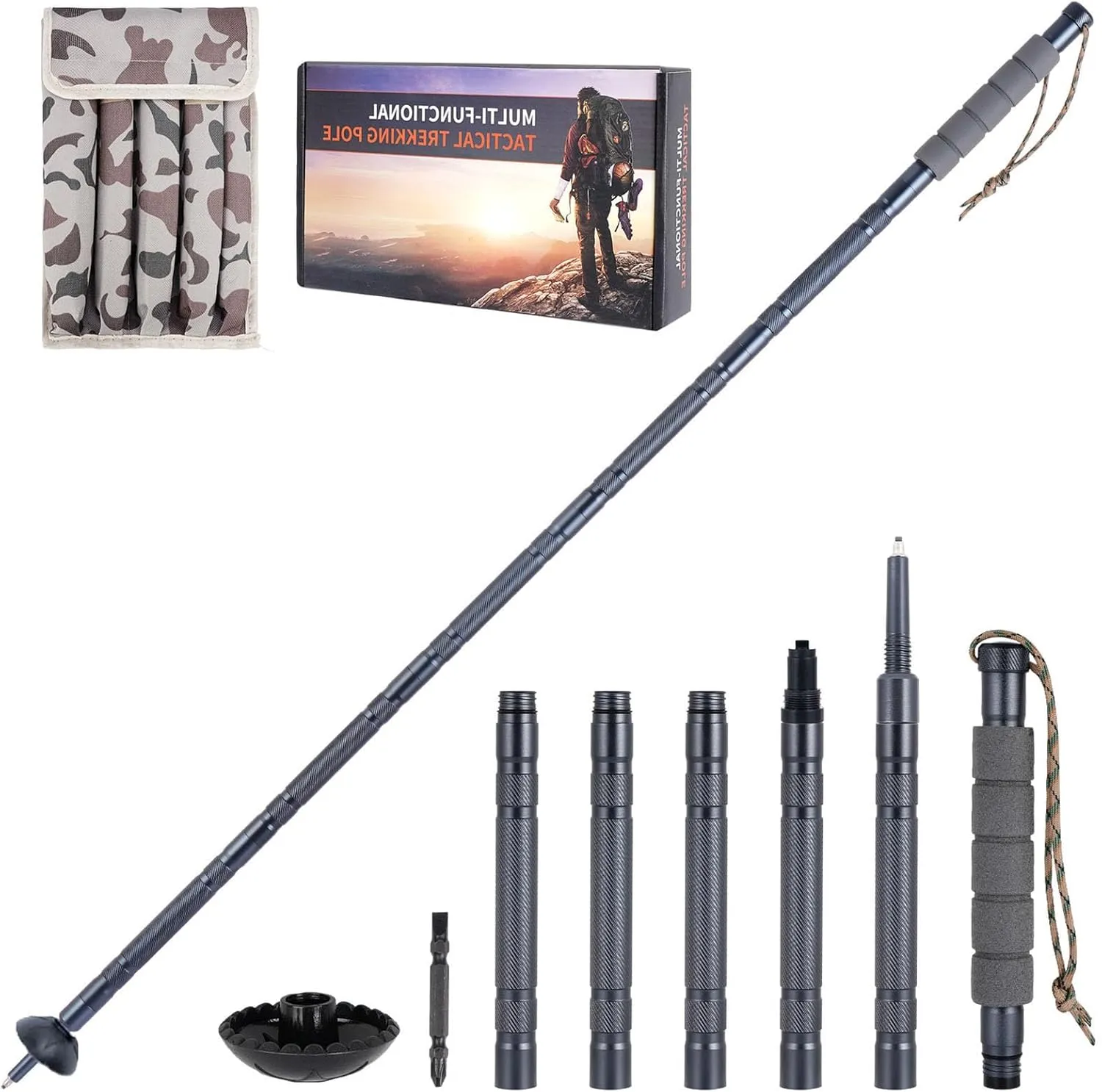 Hiking Walking Staff, Outdoor Multitool Gear Trekking Pole