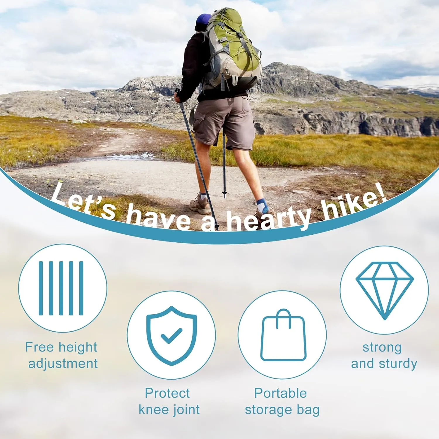 Hiking Walking Staff, Outdoor Multitool Gear Trekking Pole