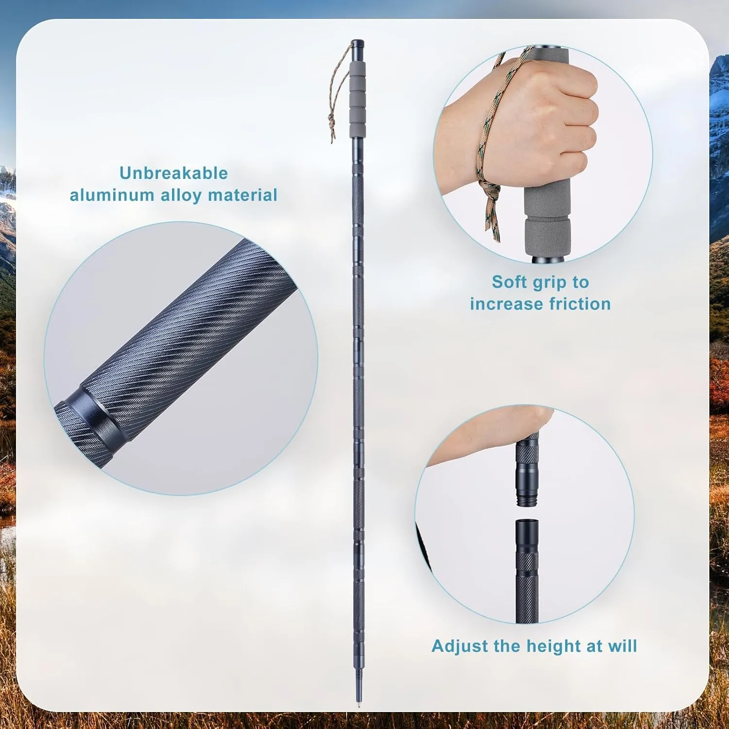Hiking Walking Staff, Outdoor Multitool Gear Trekking Pole