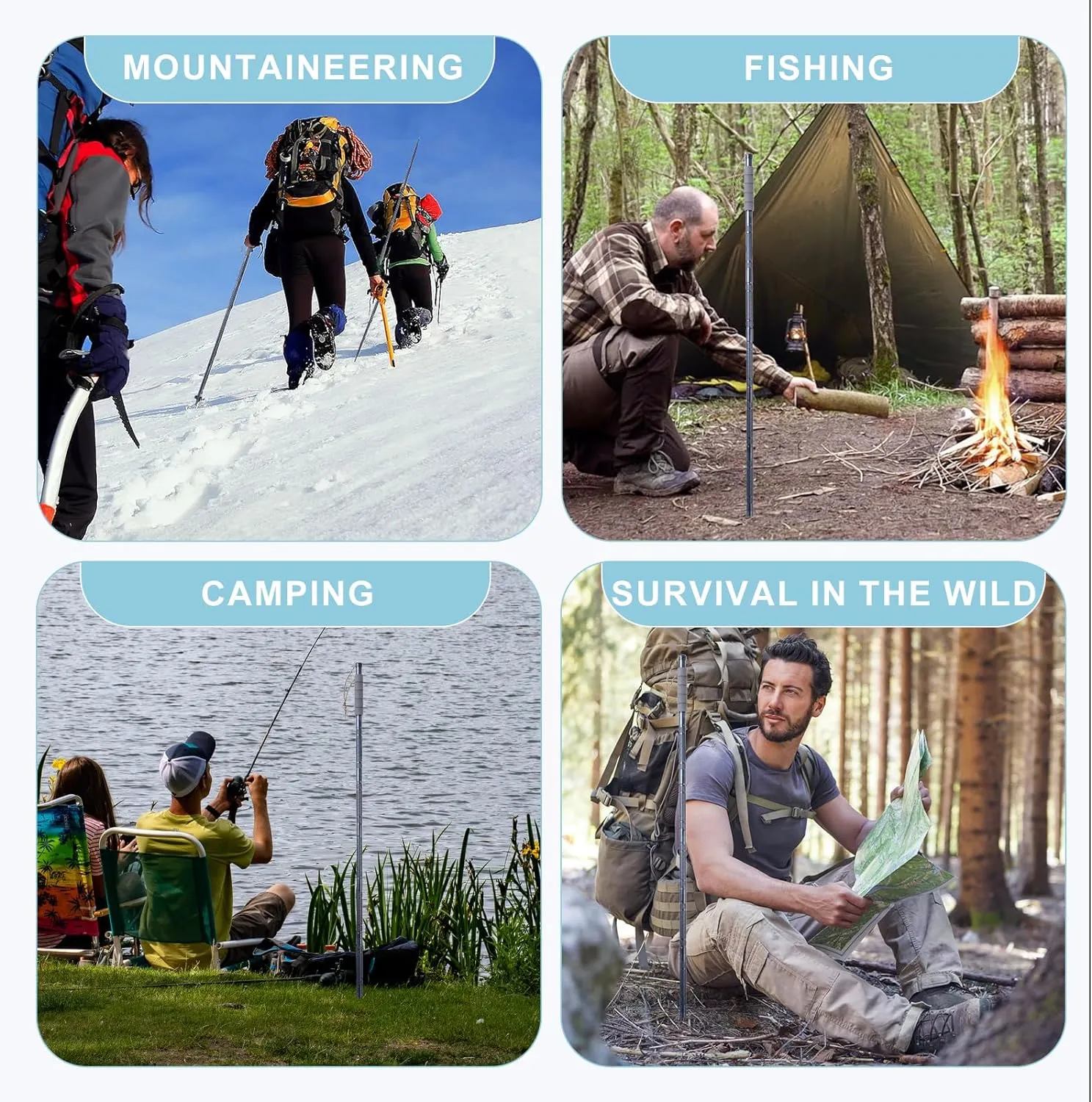 Hiking Walking Staff, Outdoor Multitool Gear Trekking Pole