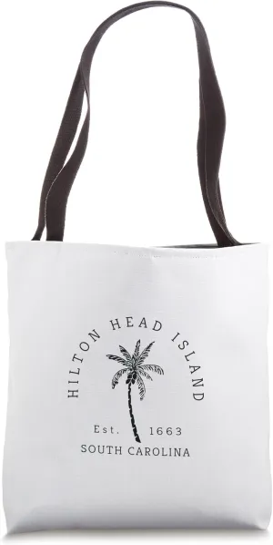Hilton Head Island Palm Tree Novelty Art Design Tote Bag