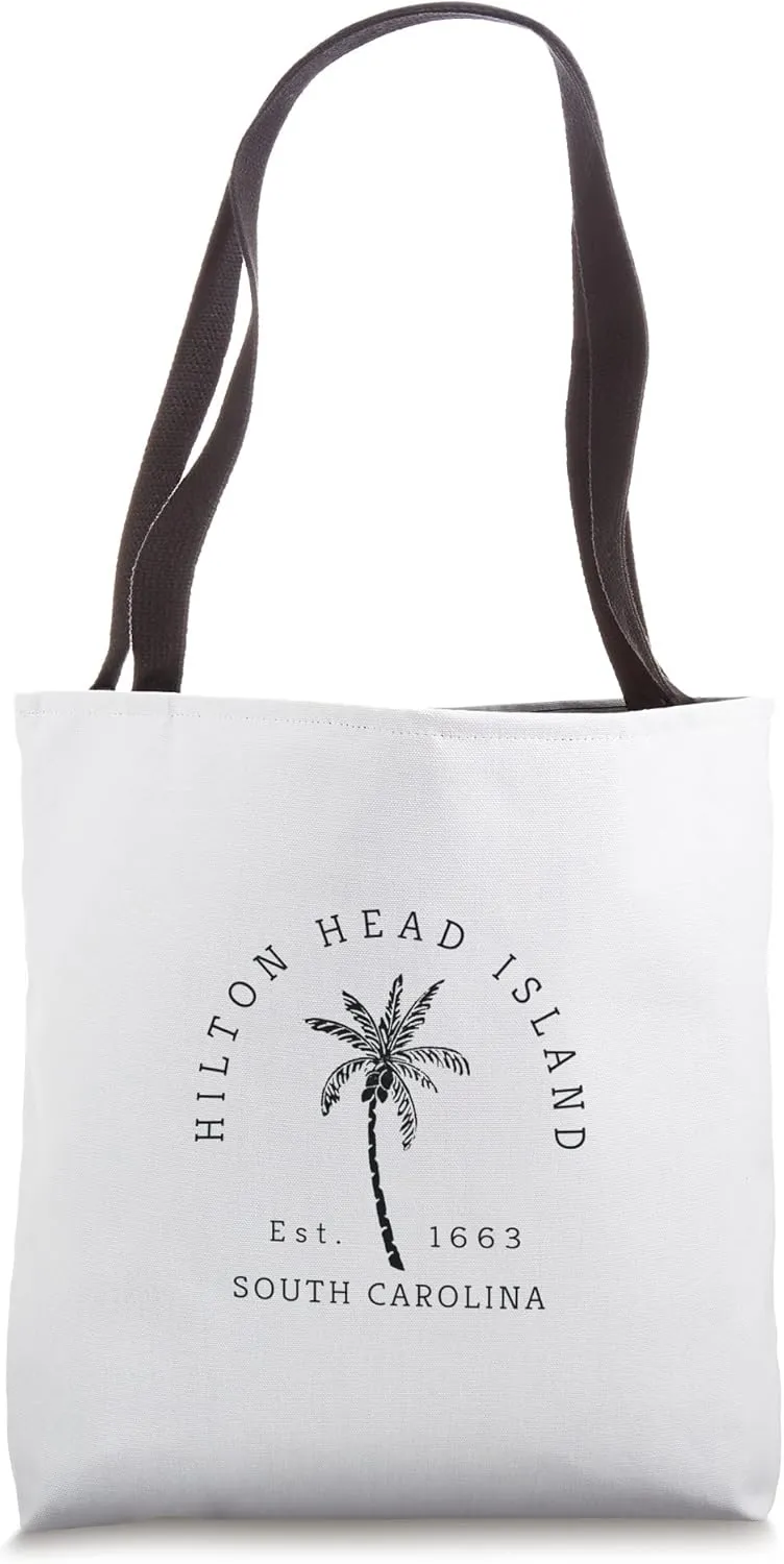 Hilton Head Island Palm Tree Novelty Art Design Tote Bag