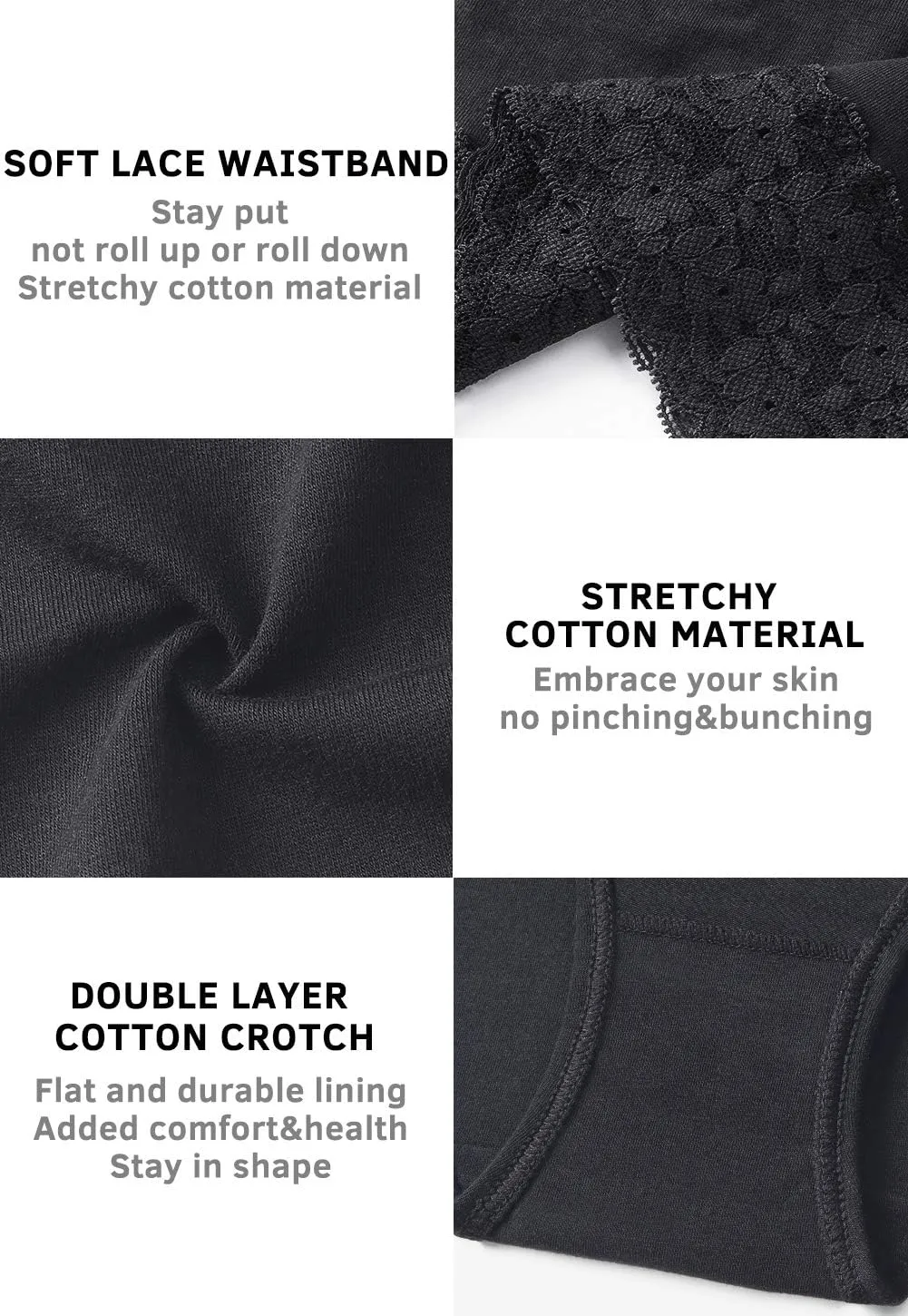 Hipster Panties for Women Underwear Lace Bikini Hip-huggers Panties 5 Pack(218S-Black)