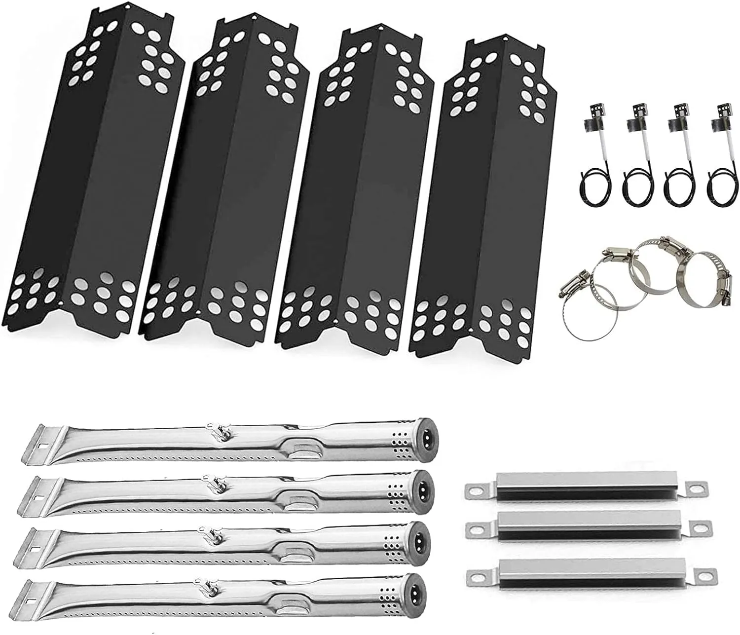 Hisencn Grill Replacement Parts for Charbroil 463436215, 463436214, 463436213, 463439915, 467300115, 463439914, 461372517, G432-Y700-W1, G432-0078-W1, Grill Burner, Heat Plate, Crossover Tube
