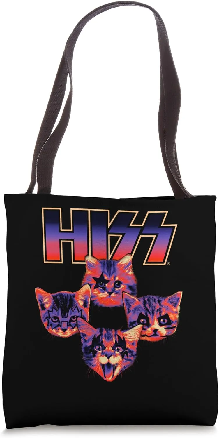 HISS Cat Funny Cats Kittens Rock Music Cat Lover Hiss Tote Bag