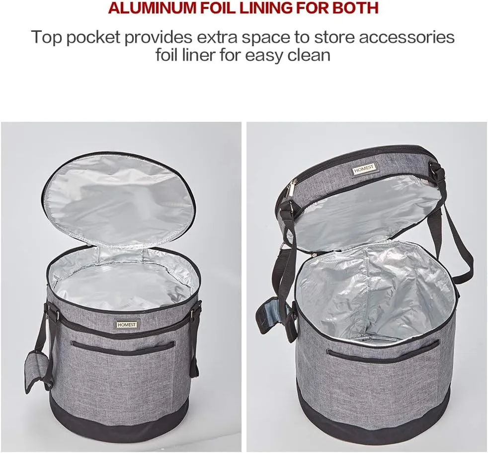 HOMEST 2 Compartments Carry Bag for 8 Quart Instant Pot, Pressure Cooker Travel Tote Have Accessory Pockets for Spoon, Measuring Cup, Steam Rack, Insulated Carrier with Easy to Clean Lining, Grey