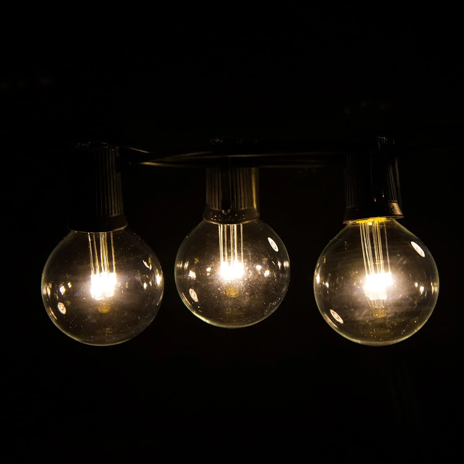 Hometown Evolution, Inc. Outdoor Globe String Lights (25 Foot, LED G40 Clear - Black Wire - 1.6" .6 Watt Bulbs)