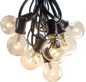 Hometown Evolution, Inc. Outdoor Globe String Lights (25 Foot, LED G40 Clear - Black Wire - 1.6" .6 Watt Bulbs)