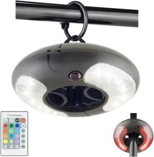 HONWELL Patio Umbrella Light, 18 LEDs 3xAA Battery Operated Umbrella Pole Light with RF Remote 80Ft Through Wall, 4 Modes, 12 Color Changing Outdoor Camping Light with Hanging Ring for Umbrellas,Tent