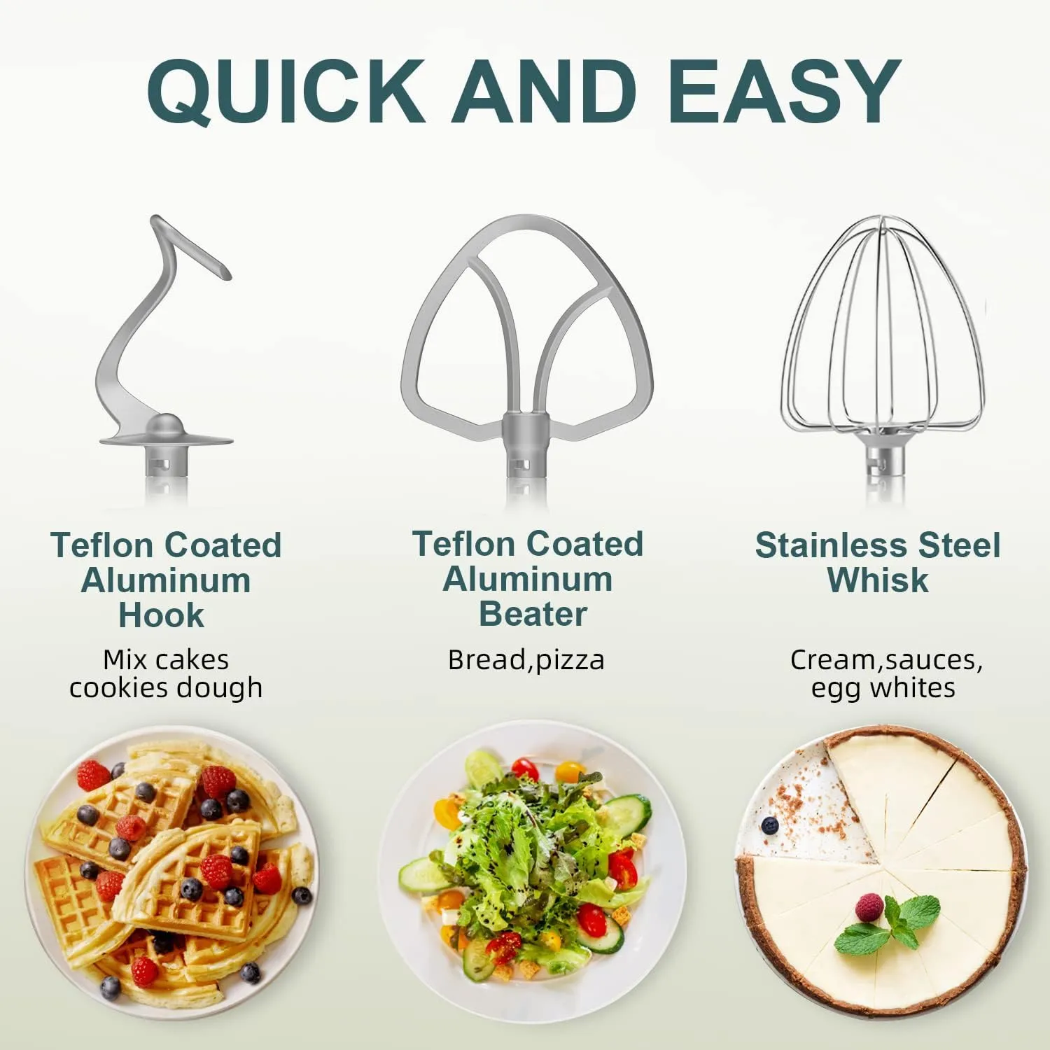 HOWORK Electric Stand Mixer,10 p Speeds With 6.5QT Stainless Steel Bowl,Dough Hook, Wire Whip & Beater,for Most Home Cooks,Silver
