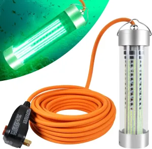 HUSUKU LED Underwater Fishing Light, 10000~80000lm 100W / 300W / 400W / 800W, 12V / 110V / 220V Green Night Fishing Attractor IP68 Submersible Lamp for Crappie Snook Squid Shrimp, 49ft/33ft/16ft Wire