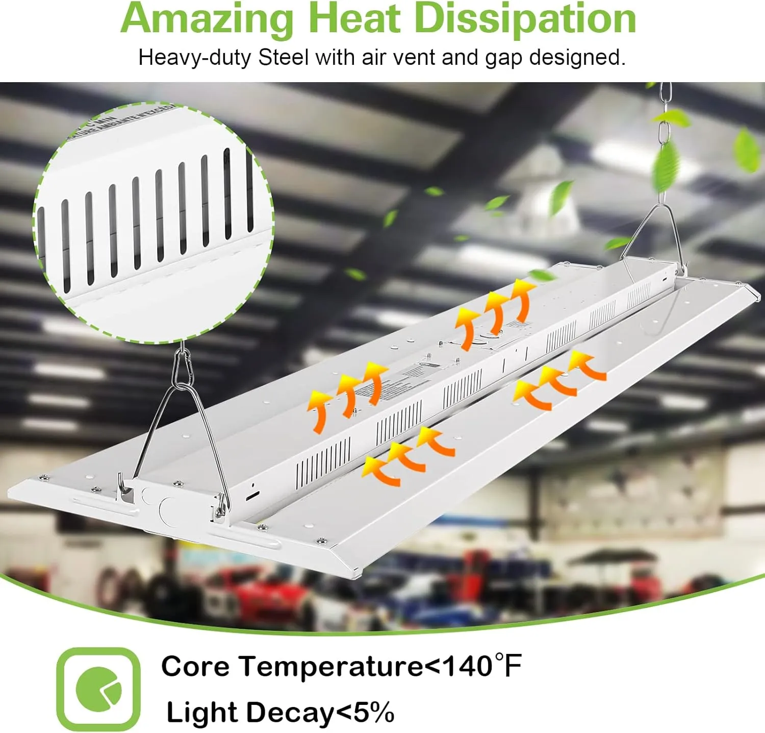 hykolity 4 Pack 4FT LED Linear High Bay Shop Light, 250W LED Shop Light, 31250lm 125LM/W, 100-277V, 0-10V Dim, 5000K Daylight Linear Hanging Light for Warehouse Workshops