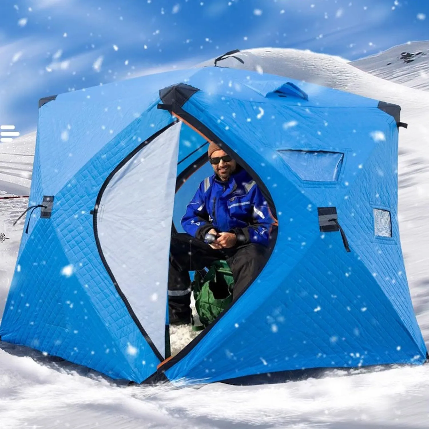 ice Fishing Tent ice Fishing shelter Insulated Winter Portable Thickened Cold-Proof, Wind-Resistant and Warm Tent for 2-3 People(Color:2)
