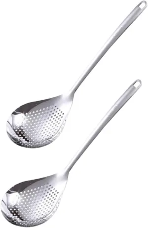 IMIKEYA Stainless Steel Colander Fine Mesh Strainer Spoon Large Serving Spoon Cooking Big Silverware Set