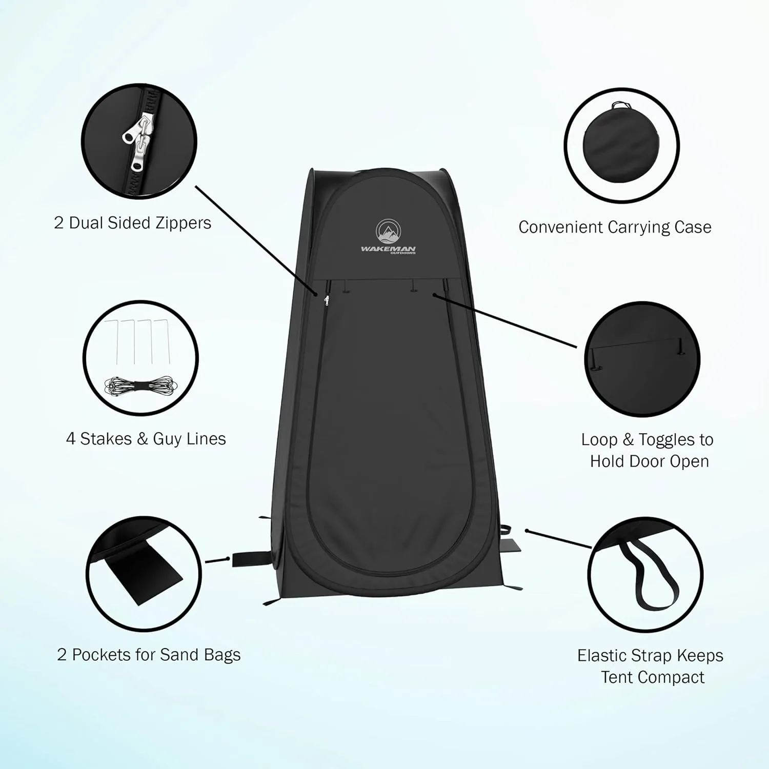 Impact 4'x4' Pop up Changing Dressing Room, Black and White   Pop Up Pod - Privacy Shower Tent, Dressing Room, or Portable Toilet Stall with Carry Bag for Camping, Beach, or Tailgate by Wakeman Outdoors (Black)