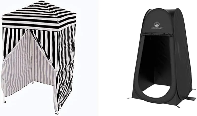 Impact 4'x4' Pop up Changing Dressing Room, Black and White   Pop Up Pod - Privacy Shower Tent, Dressing Room, or Portable Toilet Stall with Carry Bag for Camping, Beach, or Tailgate by Wakeman Outdoors (Black)