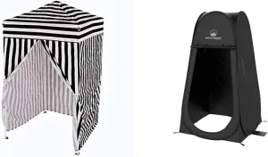 Impact 4'x4' Pop up Changing Dressing Room, Black and White   Pop Up Pod - Privacy Shower Tent, Dressing Room, or Portable Toilet Stall with Carry Bag for Camping, Beach, or Tailgate by Wakeman Outdoors (Black)