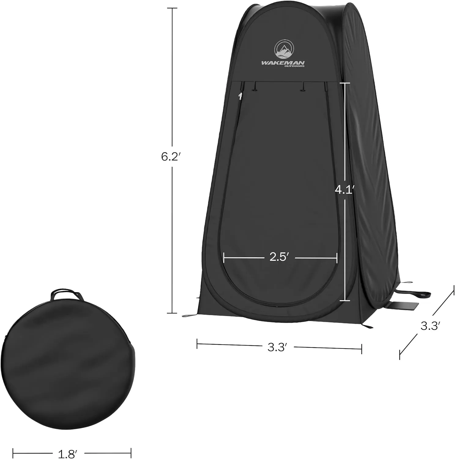 Impact 4'x4' Pop up Changing Dressing Room, Black and White   Pop Up Pod - Privacy Shower Tent, Dressing Room, or Portable Toilet Stall with Carry Bag for Camping, Beach, or Tailgate by Wakeman Outdoors (Black)