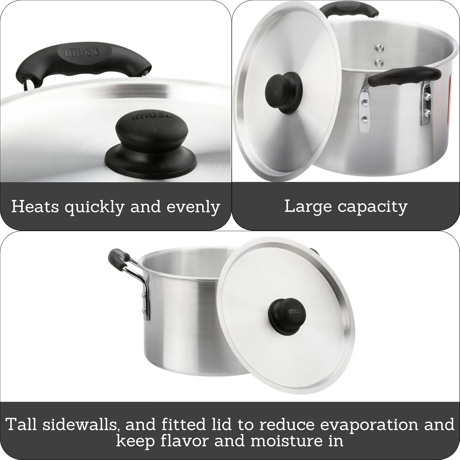 IMUSA 12Qt Aluminum Stock Pot