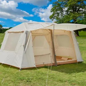 Inflatable Camping Tent, 2/4/6/8 Person Glamping Inflatable Tents for Camping, 2025 Update Zipper Door Easy Setup Blow Up Tents Big House with Rainfly&Mosquito Screen, 4 Season