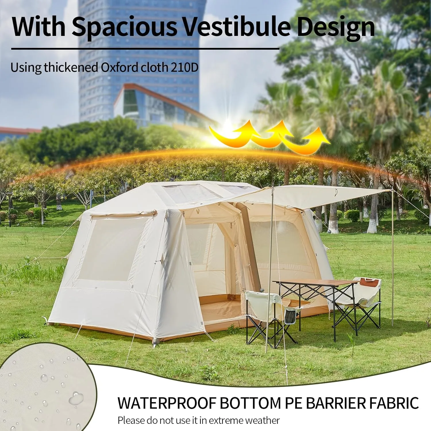 Inflatable Camping Tent, 2/4/6/8 Person Glamping Inflatable Tents for Camping, 2025 Update Zipper Door Easy Setup Blow Up Tents Big House with Rainfly&Mosquito Screen, 4 Season