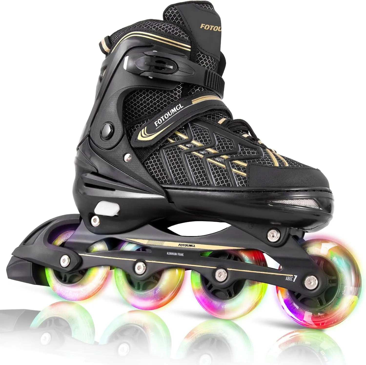 Inline Skates for Kids and Youth, Adjustable, Light Up Wheels, Beginner, Black, US 1-5, Girls