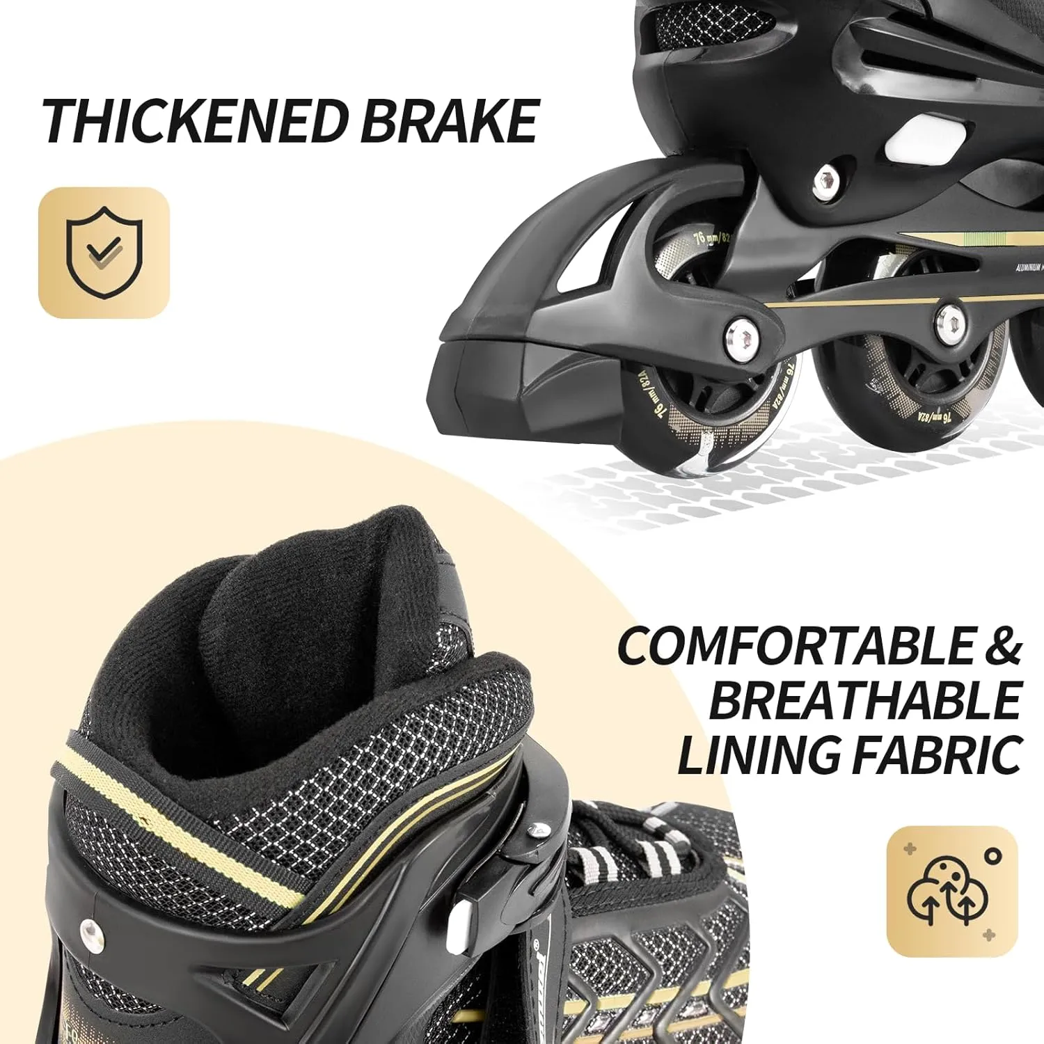 Inline Skates for Kids and Youth, Adjustable, Light Up Wheels, Beginner, Black, US 1-5, Girls