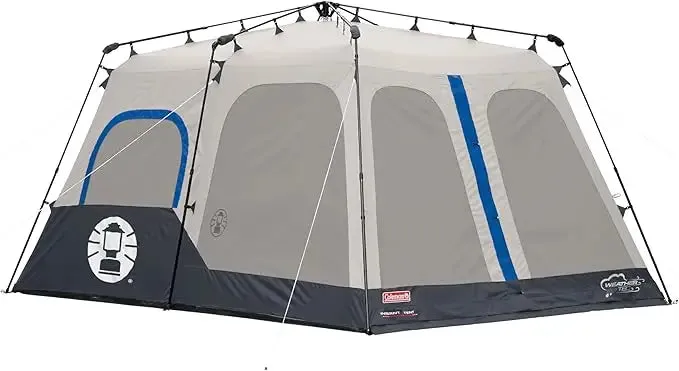 Instant Cabin Camping Tent with Preattached Poles, Air Vent with 1-Minute Setup, 4/6/8/10 Person