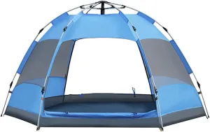 Instant Pop Up Tents, 3-4 People Double-Layer Hexagonal Camping Tent with Double Door Screens Waterproof Sunscreen Breathable, for Hiking Outdoor Travel Orange