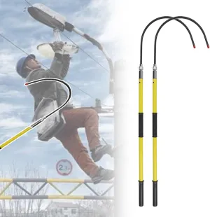 Insulated Body Rescue Hook, 3 5 6 10 Ft Long Lightweight Anti Electric Shock Rescue Pole for New Energy Vehicle Repairs, 10KV 35KV 110KV 220KV High Voltage Electrical Lifeguard Rod Kit(Yellow 2pack,3.