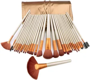 IOCCIOBB Gift Bag of 24pcs Makeup Brush Sets Professional Cosmetics Brushes Eyebrow Powder Foundation Shadows Make Up Tools (Color : 24pcs-Gold)