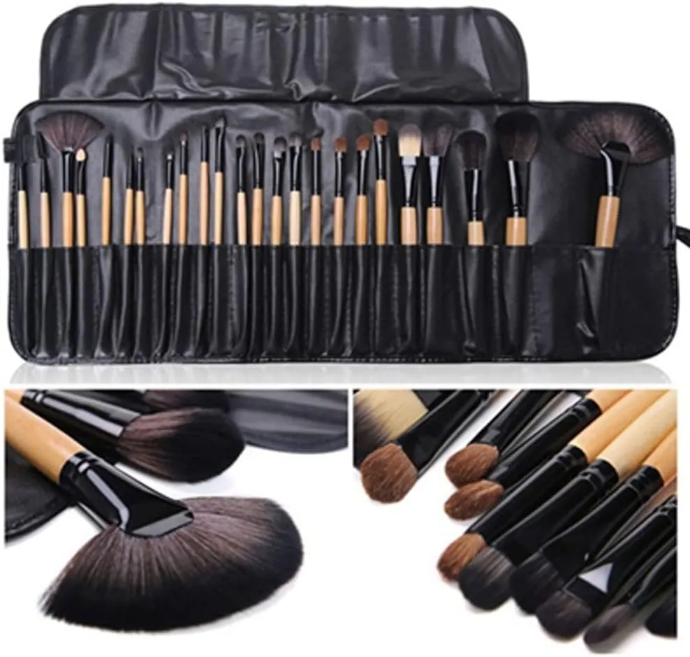 IOCCIOBB Gift Bag of 24pcs Makeup Brush Sets Professional Cosmetics Brushes Eyebrow Powder Foundation Shadows Make Up Tools (Color : 24pcs-Gold)