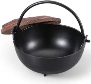 J-kitchens Classic Camping Pot, 5.9 inches (15 cm), Pot with Black Wood Lid, 6.4 x 5.8 x 5.8 inches (16.2 x 14.8 x 14.8 cm), Aluminum, Wood, Made in Japan