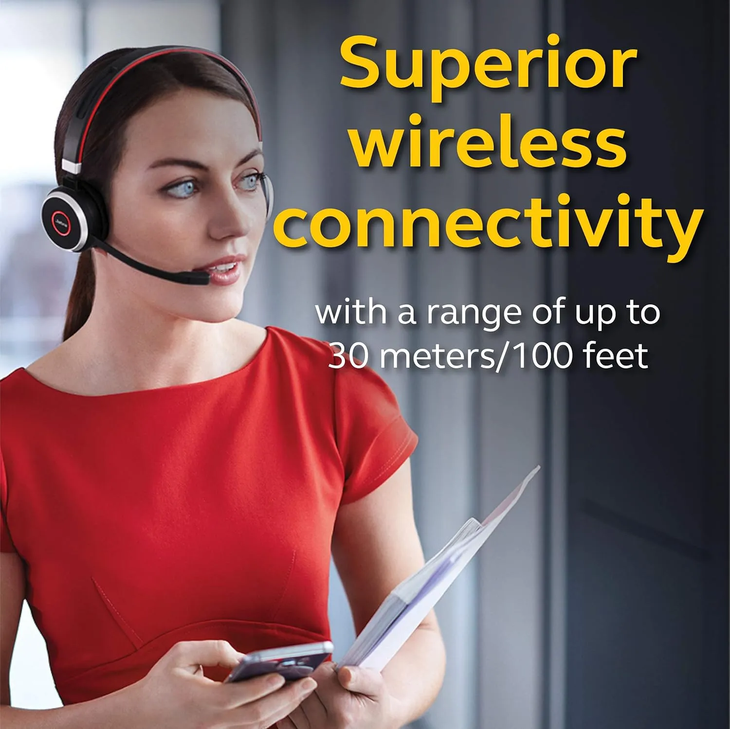 Jabra Evolve 65 MS Wireless Headset, Stereo – Includes Link 370 USB Adapter – Bluetooth Headset with Industry-Leading Wireless Performance, Advanced Noise-Cancelling Microphone, All Day Battery