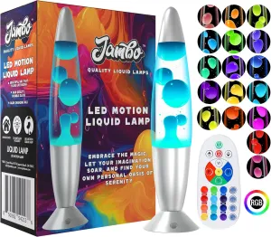 JAMBO 17-Color Changing LED Motion Lamp with Remote, 16" LED Light for Kids Teens and Adults, Night Light Nightlight, Magma Lamp, Home Decor, Relaxing Light for Bedroom Living Room Office Kitchen