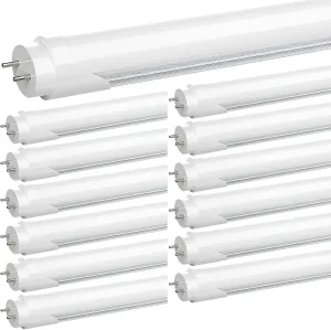 JESLED T8 4FT LED Type A B Tube Light Bulbs, 24W 5000K, 3000LM, Plug and Play or Ballast Bypass, 4 Foot LED Flourescent Replacement Tubes, Dual-end Powered, Frosted, Garage Warehouse Lights(12 Pack)