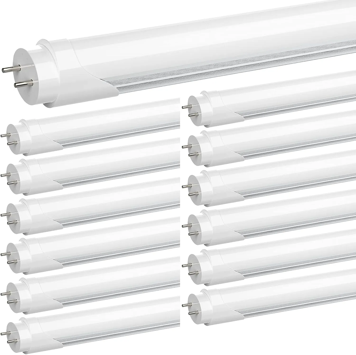 JESLED T8 4FT LED Type A B Tube Light Bulbs, 24W 5000K, 3000LM, Plug and Play or Ballast Bypass, 4 Foot LED Flourescent Replacement Tubes, Dual-end Powered, Frosted, Garage Warehouse Lights(12 Pack)